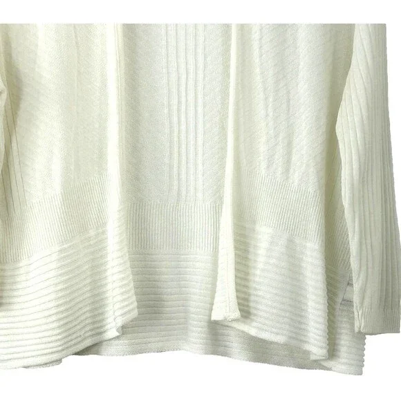 Apt 9 Women White Open Front Knit Cardigan Sweater Lightweight MP Petite 1423R4 - Picture 8 of 12